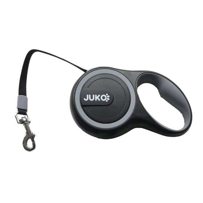 vodítko, typ flexi, samonavíjecí, pro malé psy, mini, šedé, s páskem, tape